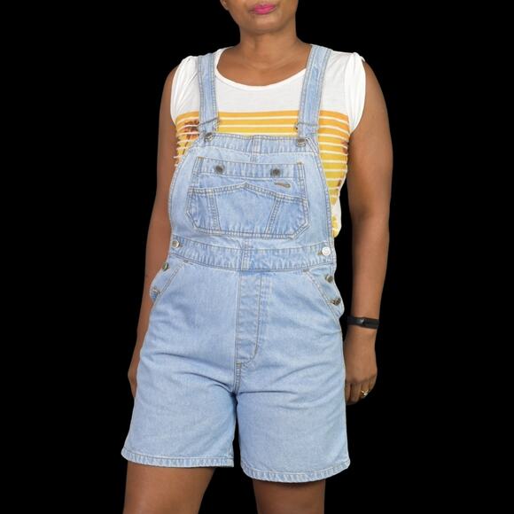 Vintage Bill Blass Bib Overalls Shorts Shortalls Blue Light Wash 90s Size Small - Picture 14 of 15